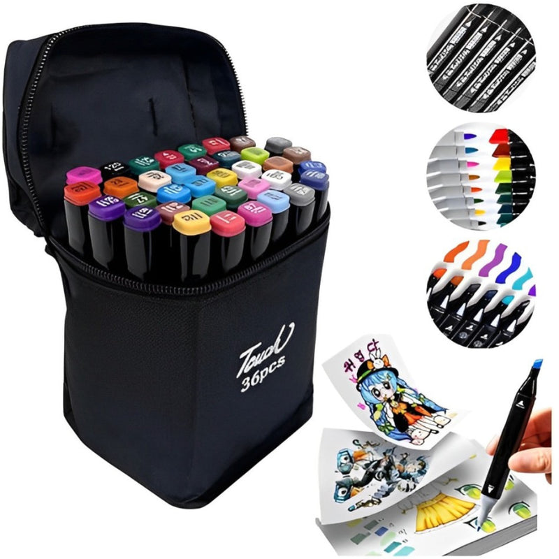 Kit Livro de Colorir + 36 Canetas Dupla Ponta – Tema de Filme (Rosa)