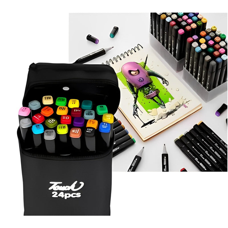 Kit Livro de Colorir + 24 Canetas Dupla Ponta – Tema de Filme (Rosa)