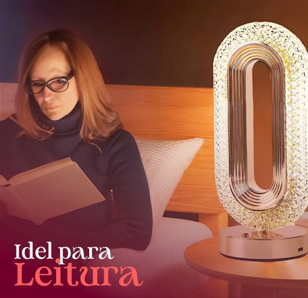 Luminária Abajur Cristal Retrô LED Touch Recarregável – Elegância, Magia e Tecnologia ao Seu Alcance