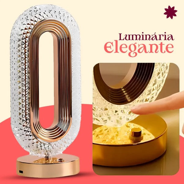 Luminária Abajur Cristal Retrô LED Touch Recarregável – Elegância, Magia e Tecnologia ao Seu Alcance