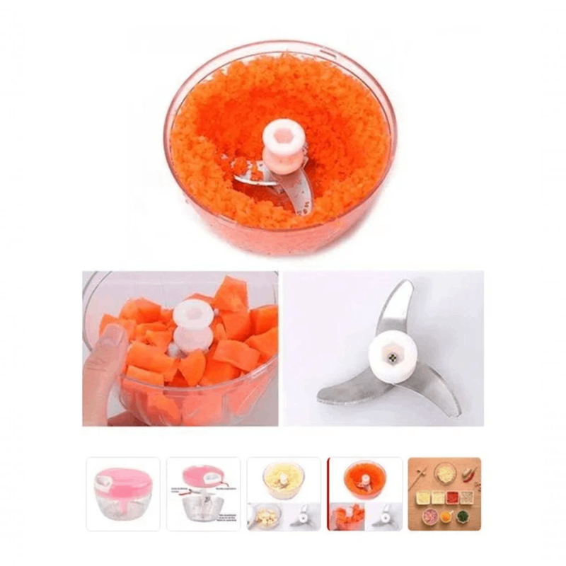 Mini Triturador Processador Manual 500ml com 3 Lâminas – Agilidade e Praticidade na Sua Cozinha