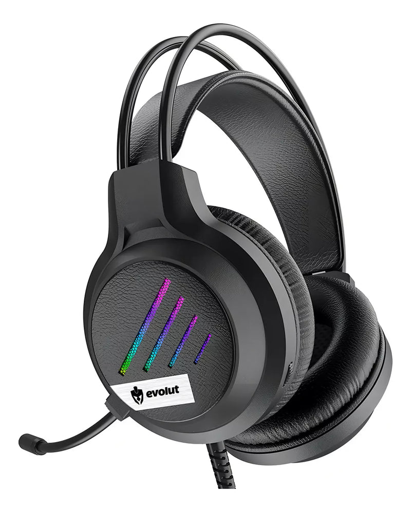 Headset Gamer Evolut Lesh EG-306 RGB Preto – Imersão Total, Desempenho Profissional