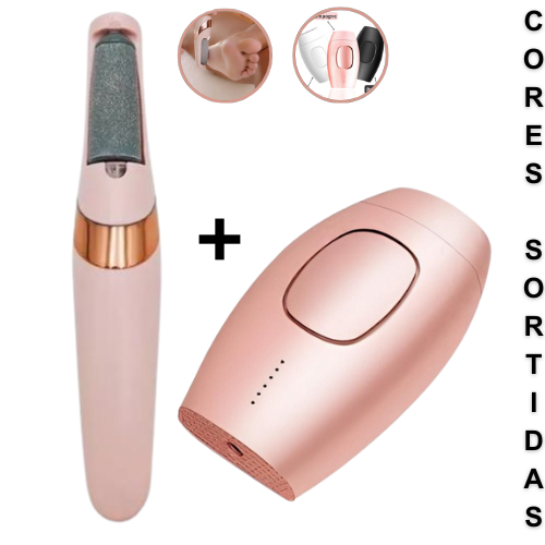 Kit de Cuidados Femininos 2 em 1 – Depilador a Laser IPL + Lixador de Pé Elétrico Recarregável (Cores Sortidas)