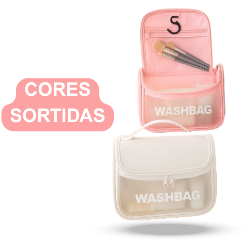 Necessaire Bolsa de Viagem Impermeável – Washbag com Alça Lateral | Rosa ou Branco (Cores Sortidas)