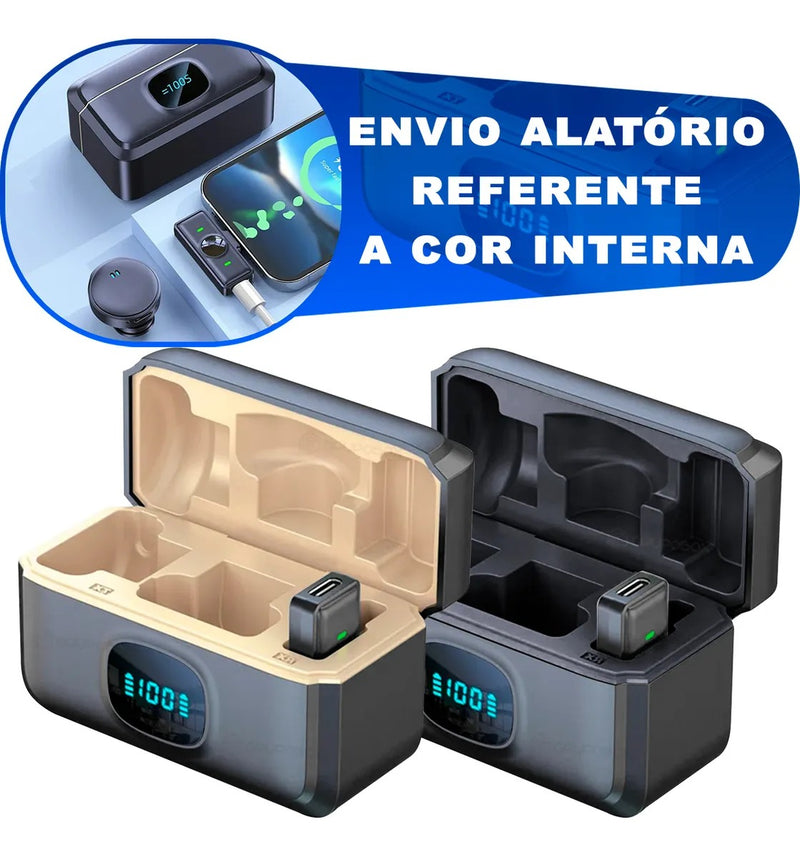 Microfone Lapela Duplo Sem Fio Magnético Anti Ruído MIC-2912 – Qualidade Profissional, Sem Fios, Sem Ruídos