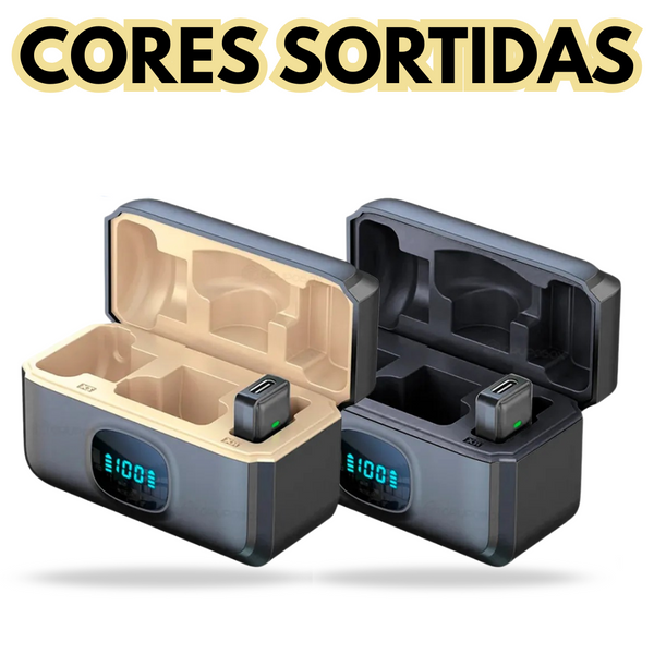 Microfone Lapela Duplo Sem Fio Magnético Anti Ruído MIC-2912 – Qualidade Profissional, Sem Fios, Sem Ruídos