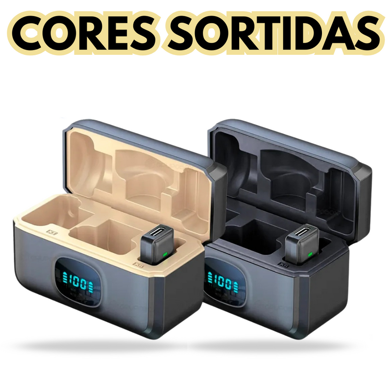 Microfone Lapela Duplo Sem Fio Magnético Anti Ruído MIC-2912 – Qualidade Profissional, Sem Fios, Sem Ruídos