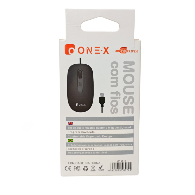 Mouse com Fio Onex JP-2513 – Precisão, Conforto e Desempenho ao Seu Alcance