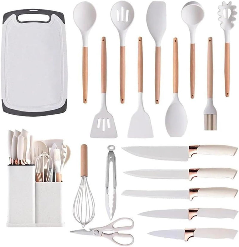 Conjunto de Utensílios de Cozinha Completo 19 Peças – Elegância, Praticidade e Organização em um Só Kit