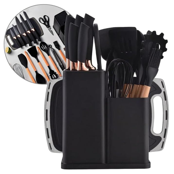 Conjunto de Utensílios de Cozinha Completo 19 Peças – Elegância, Praticidade e Organização em um Só Kit