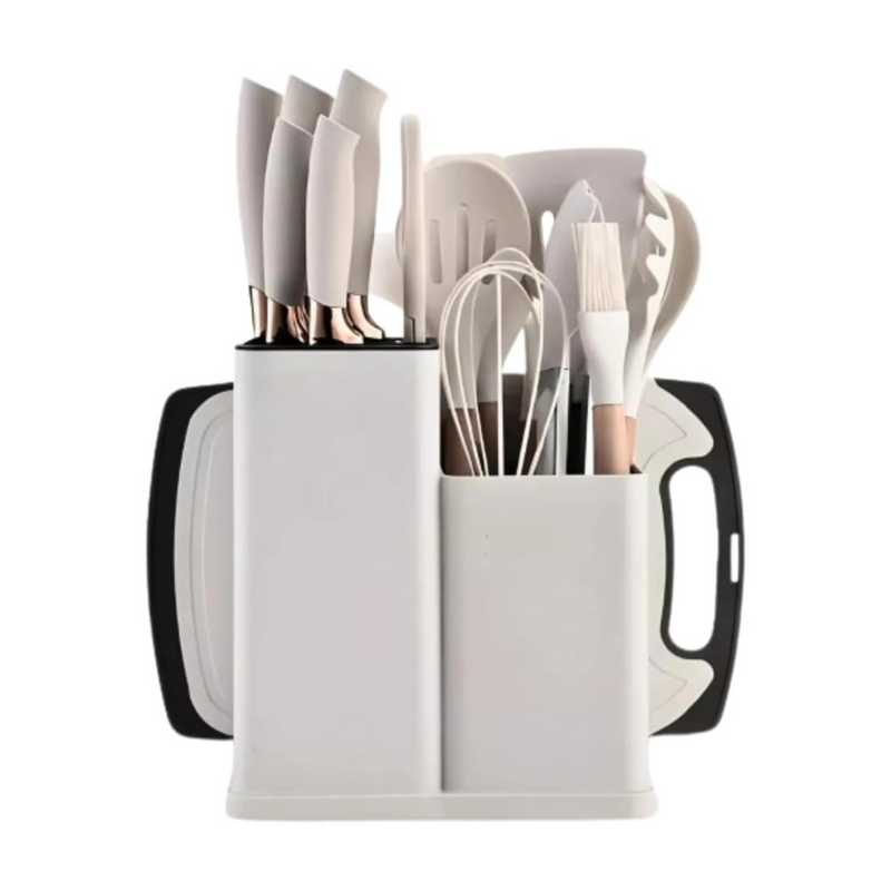 Conjunto de Utensílios de Cozinha Completo 19 Peças – Elegância, Praticidade e Organização em um Só Kit