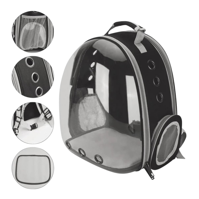 Mochila Pet Transporte para Cães e Gatos Preto – Visão Ampla, Conforto e Segurança em Cada Passeio
