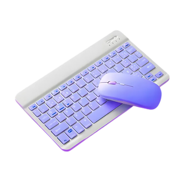 Kit Teclado + Mouse Sem Fio Bluetooth AN-030 Roxo – Estilo, Conectividade e Liberdade para Seu Dia a Dia