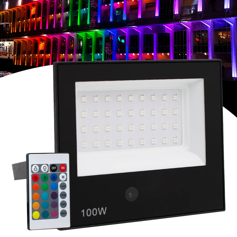 Refletor LED Spotlight 100W RGB – Com Controle Remoto Externo