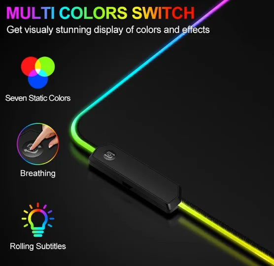 Mouse Pad Gamer LED RGB 7 Cores | Grande 800x300mm | Velocidade e Precisão