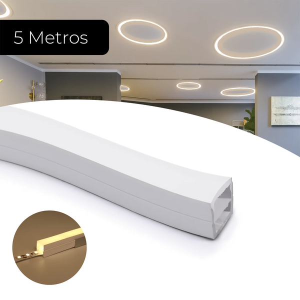 Perfil de Sobrepor em Silicone Flexível 10x10mm – Acabamento Profissional para Fitas de LED