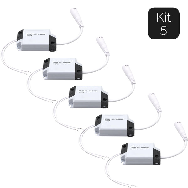 Kit 5 Drivers Reator Externo Bivolt – Para Painel e Plafon LED 18W a 25W