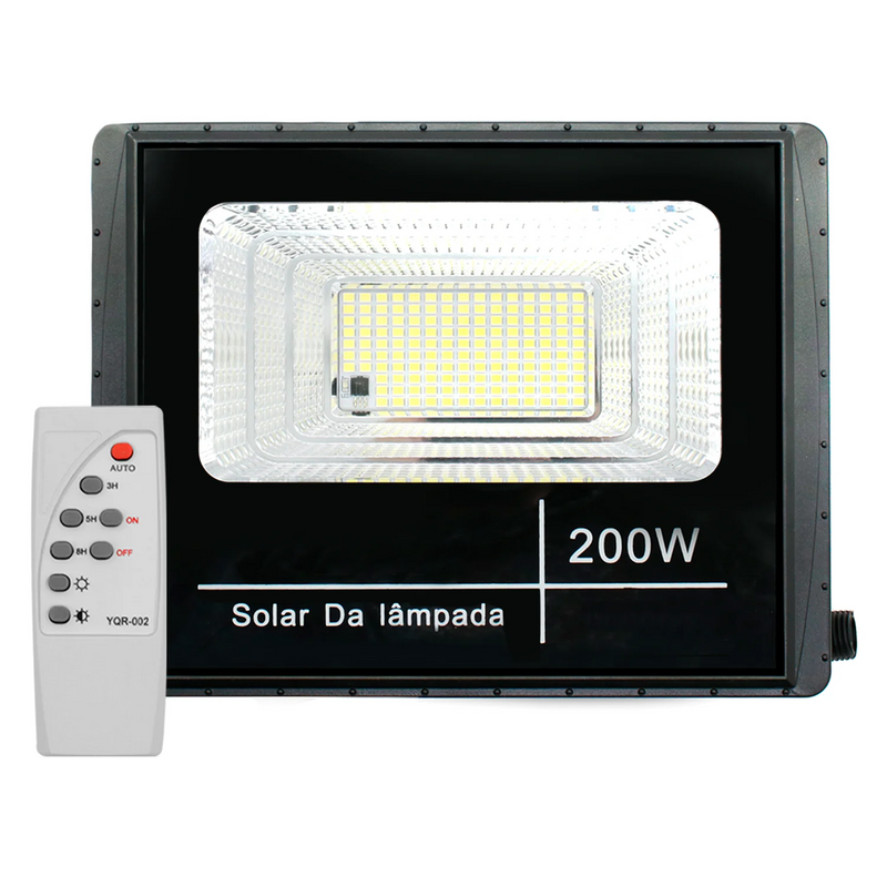 Refletor Solar LED 200W com Placa Solar | Autonomia de até 8h | IP65 | À Prova D’Água