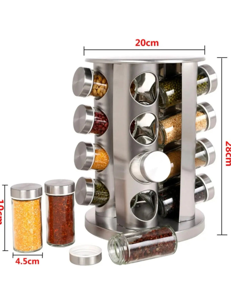 Porta-Temperos Condimento Giratório com 16 Potes – Organização e Elegância na Sua Cozinha