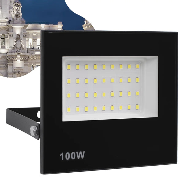 Refletor LED 100W Spotlight Bivolt IP66 – À Prova D’Água | Branco Frio, Branco Quente ou Verde