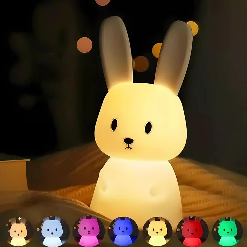 Mini Luminária LED Coelho em Silicone Touch Recarregável – Fofura que Ilumina
