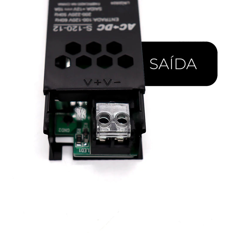 Fonte de Alimentação 10A 12V 120W - Para Câmeras CFTV, Fitas LED e Som Automotivo