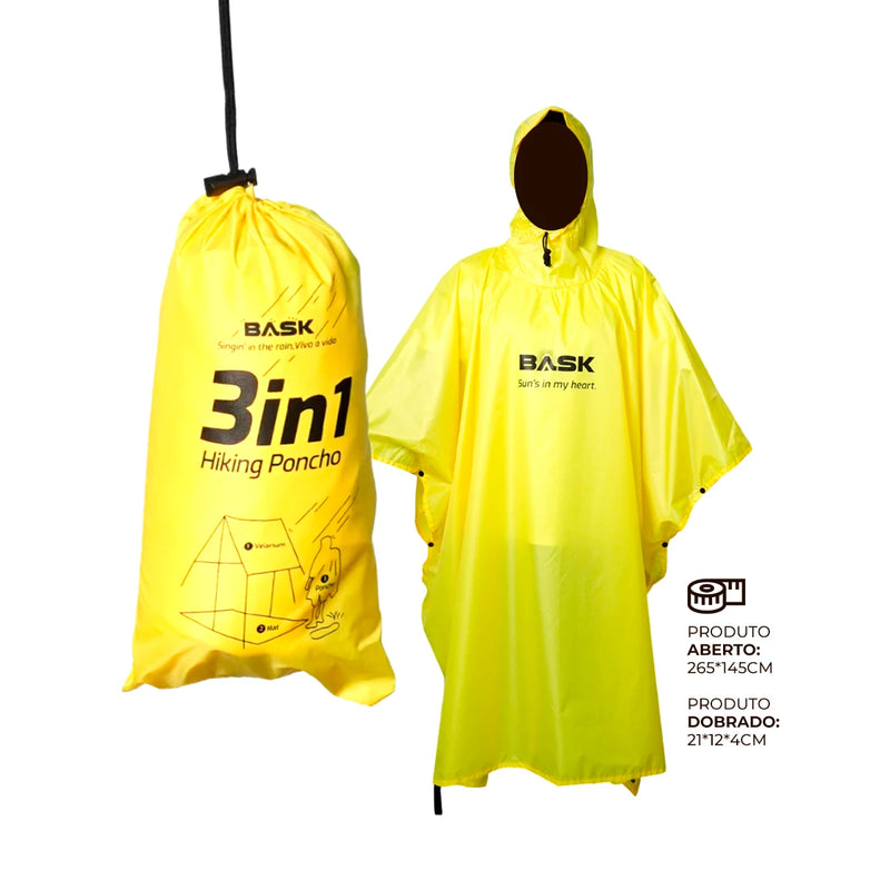 Capa de Chuva Impermeável 3 em 1 – Versatilidade Total para Aventureiros Inteligentes