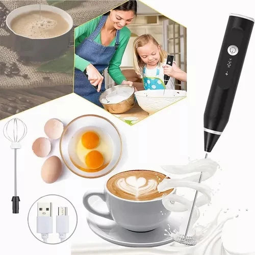 Batedor Misturador Mixer Elétrico 2 em 1 | Para Leite, Café, Ovos e Muito Mais