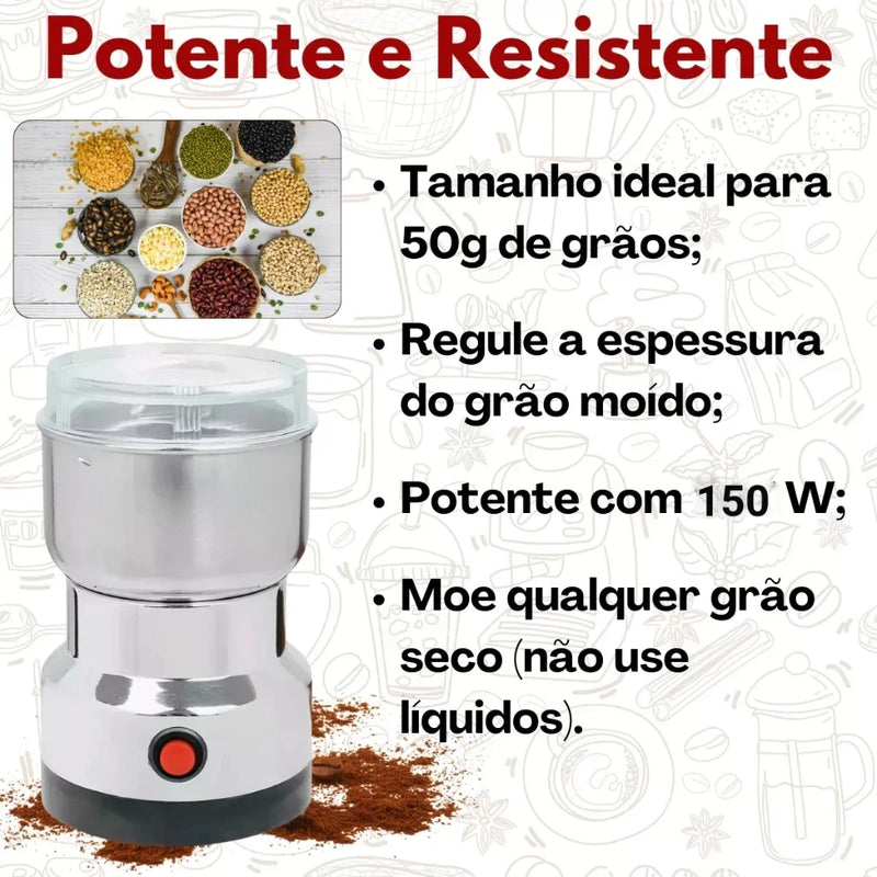 Moedor de Café e Especiarias 110V - 4 Lâminas em Aço Inoxidável | Alta Potência e Praticidade