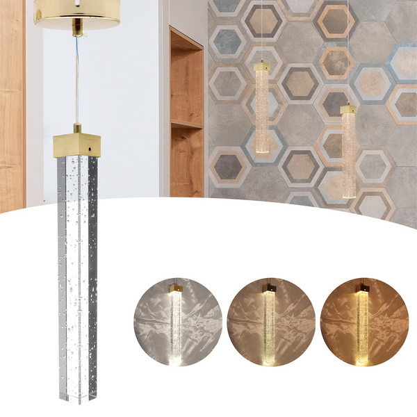 Lustre Pendente Cristal Bubble 8110-300 | LED Integrado 3 Cores | Design Sofisticado e Moderno