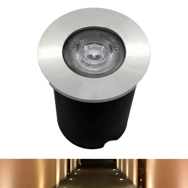 Spot Beacon LED Embutido para Piso de Jardim – 1W IP65 (Branco Quente)
