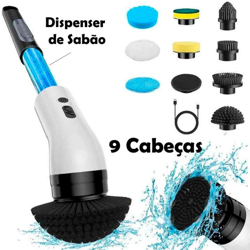 Escova Elétrica de Limpeza 9 em 1 Sem Fio | Multiuso para Cozinha, Banheiro e Mais