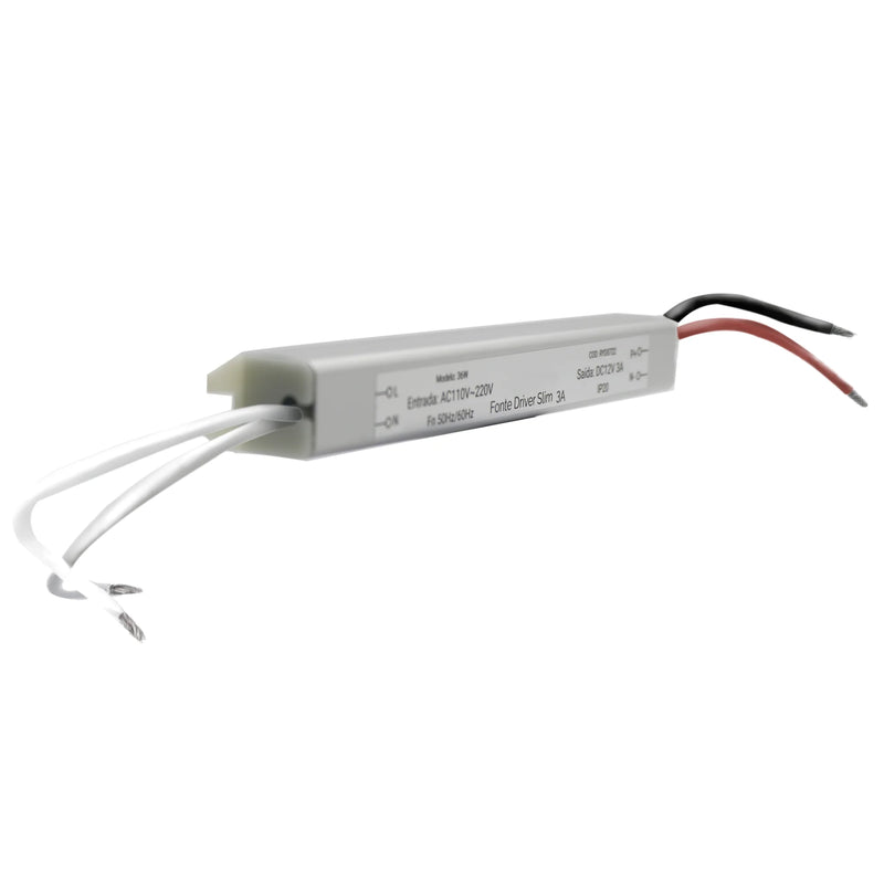 Kit com 2 Fontes Slim 12V 3A 36W | Discrição e Eficiência para Fitas de LED