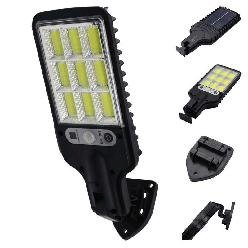 Mini Luminária Solar de Rua LED 60W com Sensor de Presença – 9COB | IP65 + Controle Remoto