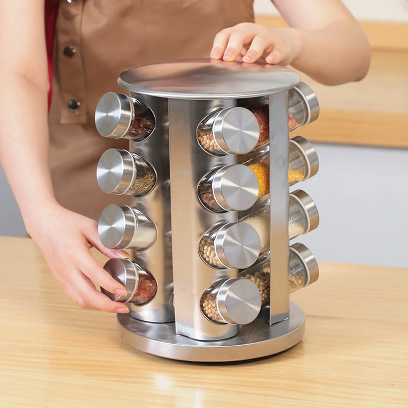 Porta Temperos Giratório em Inox – Organização e Praticidade na Sua Cozinha