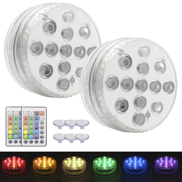 Kit com 2 - Luminárias de Piscina RGB Sem Fio com Controle Remoto – Ilumine com Estilo e Tecnologia