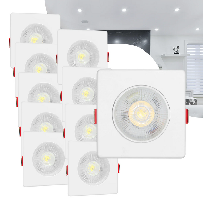Kit 10 Spots LED 7W Quadrado Direcionável – Iluminação Focal com Estilo e Eficiência