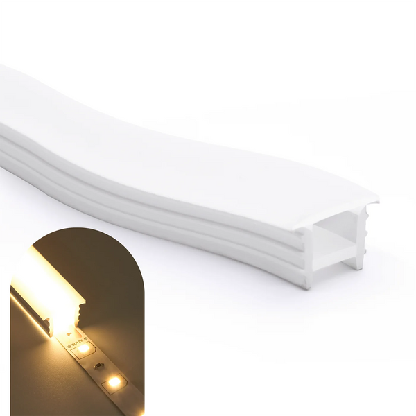 Perfil de Silicone Flexível 5m para Fita LED 10x10mm – Iluminação Embutida com Elegância e Precisão