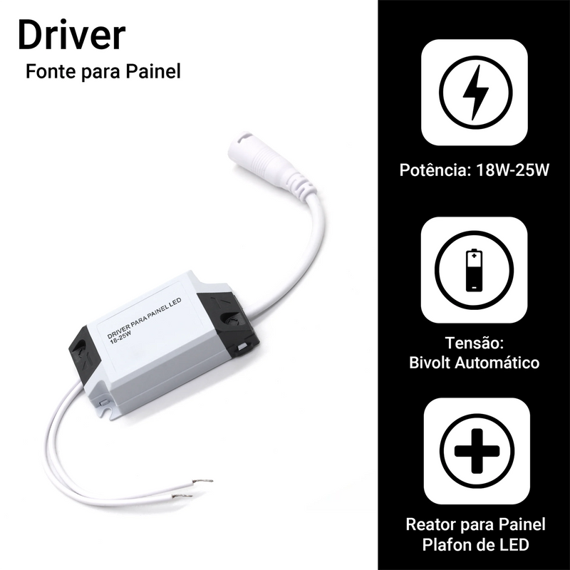 Kit 5 Drivers Reator Externo Bivolt – Para Painel e Plafon LED 18W a 25W