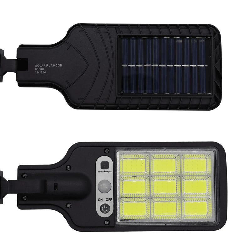 Mini Luminária Solar de Rua LED 60W com Sensor de Presença – 9COB | IP65 + Controle Remoto