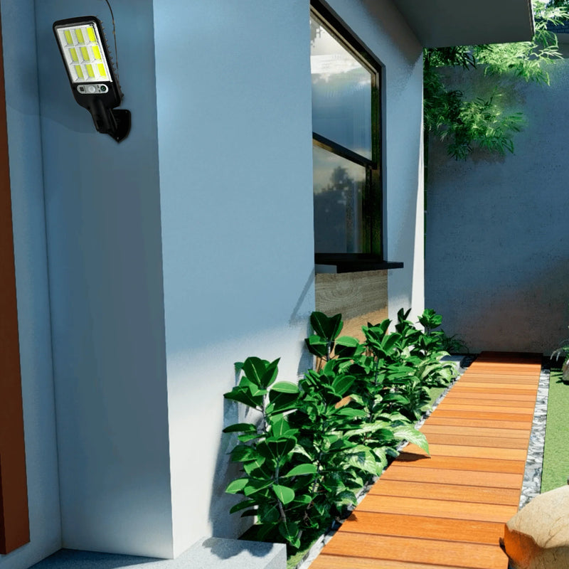 Mini Luminária Solar de Rua LED 60W com Sensor de Presença – 9COB | IP65 + Controle Remoto