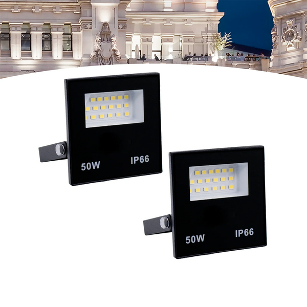 Kit com 2 Refletores LED 50W Spotlight – Bivolt IP66 à Prova D'Água (Luz Branca Fria)
