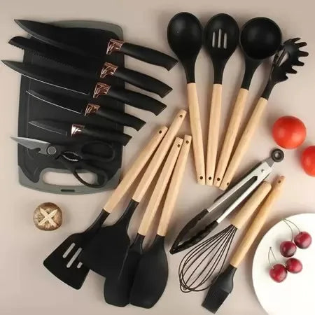Kit Completo Jogo de Utensílios de Cozinha Luxo 19 Peças | Organização e Elegância para sua Cozinha