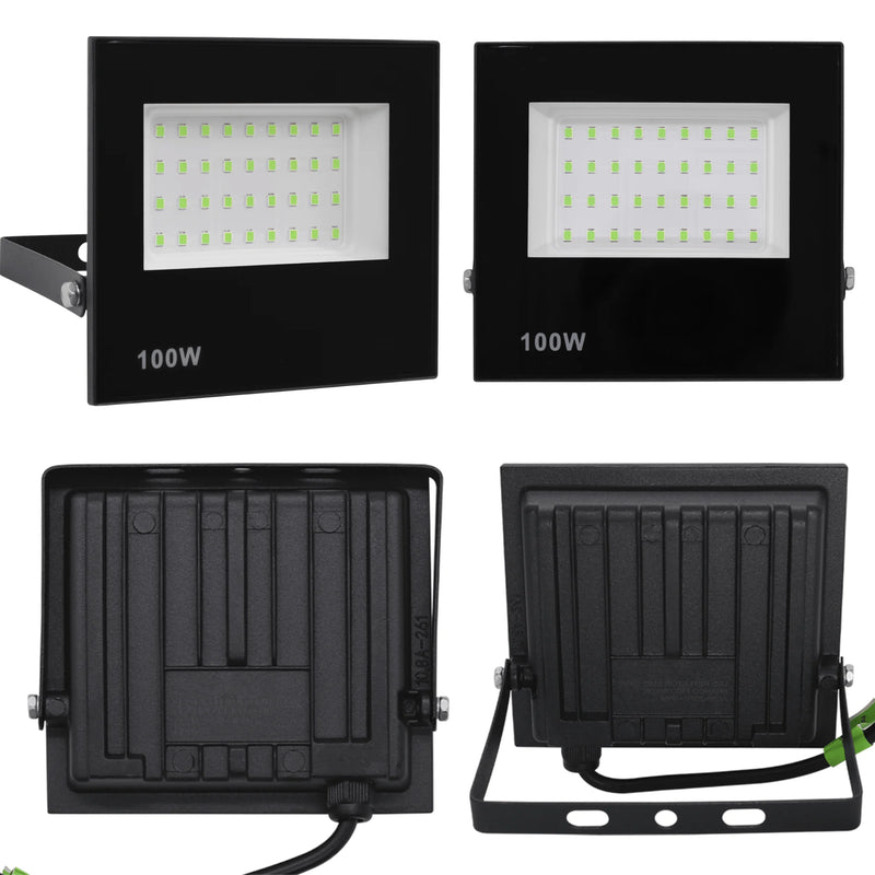 Refletor LED 100W Spotlight Bivolt IP66 – À Prova D’Água | Branco Frio, Branco Quente ou Verde