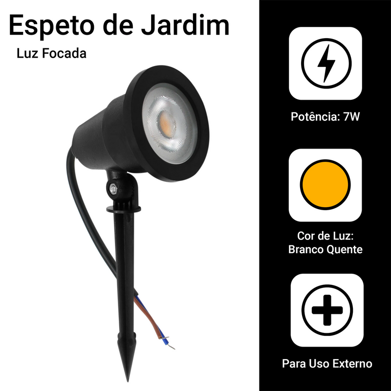 Kit com 10 Luminárias de Jardim Espeto com Lâmpada LED 7W – Iluminação Decorativa e Funcional para Áreas Externas