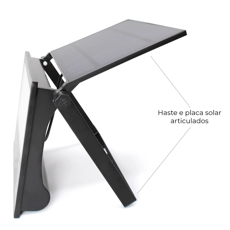 Refletor Solar LED 200W com Placa Ajustável Dobrável | IP67 | Sensor de Presença | Branco Frio