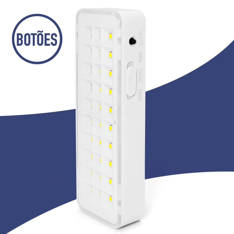Kit 3 Luminárias de Emergência com 30 LEDs – Iluminação Segura e Recarregável para Qualquer Situação