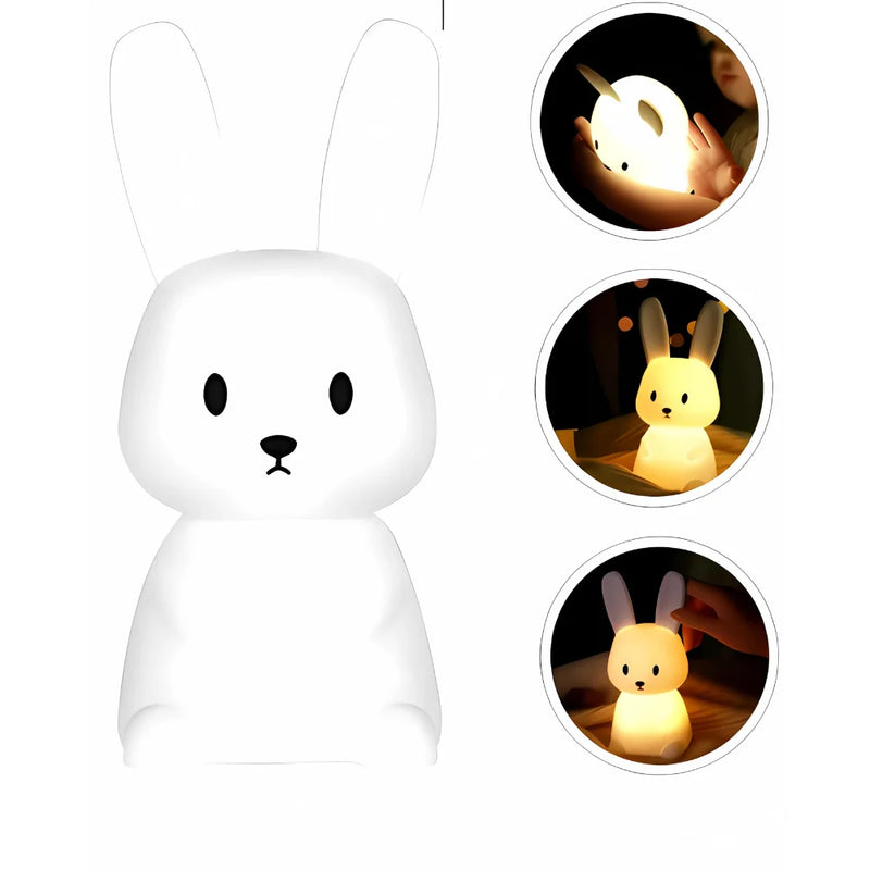 Mini Luminária LED Coelho em Silicone Touch Recarregável – Fofura que Ilumina