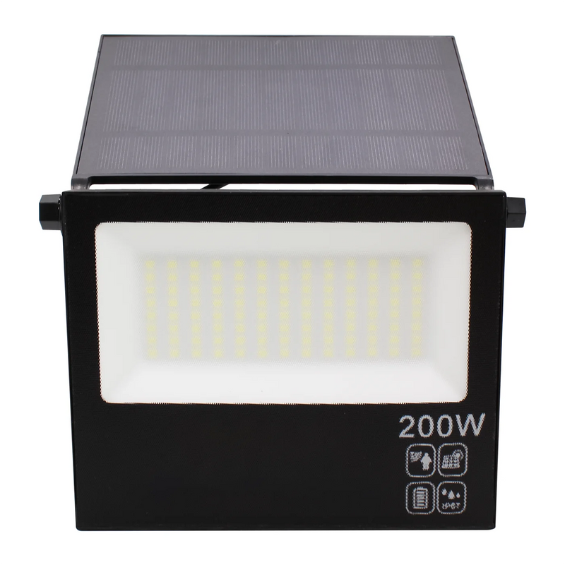 Refletor Solar LED 200W com Placa Ajustável Dobrável | IP67 | Sensor de Presença | Branco Frio