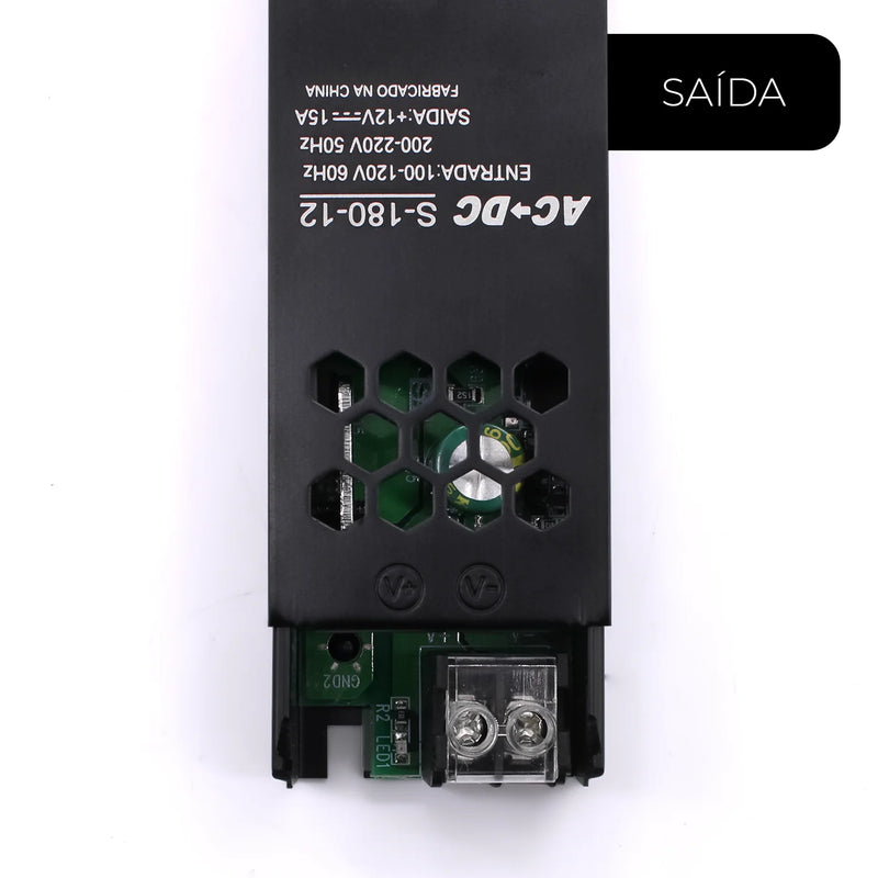 Kit 2 Fontes Chaveadas 12V 15A 180W – Potência Estável e Segura para CFTV, Som e LED